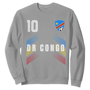 DR Congo Soccer Sports Graphic Number 10 Jersey Style Sweatshirt Proud Congolese Football Fans Game Day Pride