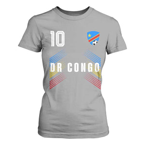 DR Congo Soccer Sports Graphic Number 10 Jersey Style T Shirt For Women Proud Congolese Football Fans Game Day Pride