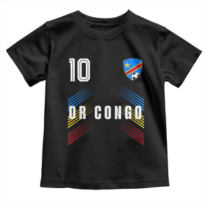 DR Congo Soccer Sports Graphic Number 10 Jersey Style Toddler T Shirt Proud Congolese Football Fans Game Day Pride
