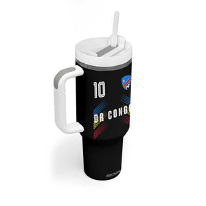 DR Congo Soccer Sports Graphic Number 10 Jersey Style Tumbler With Handle Proud Congolese Football Fans Game Day Pride
