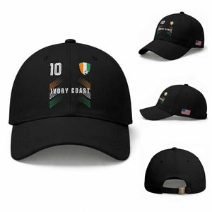 Ivory Coast Soccer Sports Graphic Number 10 Jersey Style Baseball Cap Proud Ivorian Cote d'Ivoire Football Fans Game Day Pride
