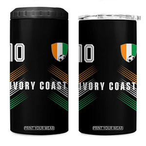 Ivory Coast Soccer Sports Graphic Number 10 Jersey Style 4 in 1 Can Cooler Tumbler Proud Ivorian Cote d'Ivoire Football Fans Game Day Pride