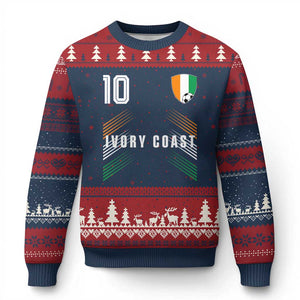 Ivory Coast Soccer Sports Graphic Number 10 Jersey Style Ugly Christmas Sweater Proud Ivorian Cote d'Ivoire Football Fans Game Day Pride