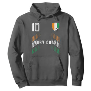 Ivory Coast Soccer Sports Graphic Number 10 Jersey Style Hoodie Proud Ivorian Cote d'Ivoire Football Fans Game Day Pride