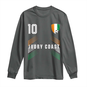 Ivory Coast Soccer Sports Graphic Number 10 Jersey Style Long Sleeve Shirt Proud Ivorian Cote d'Ivoire Football Fans Game Day Pride