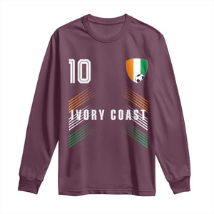 Ivory Coast Soccer Sports Graphic Number 10 Jersey Style Long Sleeve Shirt Proud Ivorian Cote d'Ivoire Football Fans Game Day Pride