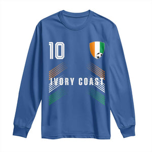 Ivory Coast Soccer Sports Graphic Number 10 Jersey Style Long Sleeve Shirt Proud Ivorian Cote d'Ivoire Football Fans Game Day Pride