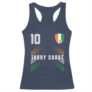 Ivory Coast Soccer Sports Graphic Number 10 Jersey Style Racerback Tank Top Proud Ivorian Cote d'Ivoire Football Fans Game Day Pride