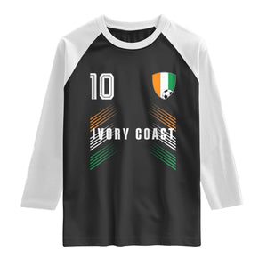Ivory Coast Soccer Sports Graphic Number 10 Jersey Style Raglan Shirt Proud Ivorian Cote d'Ivoire Football Fans Game Day Pride