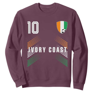 Ivory Coast Soccer Sports Graphic Number 10 Jersey Style Sweatshirt Proud Ivorian Cote d'Ivoire Football Fans Game Day Pride