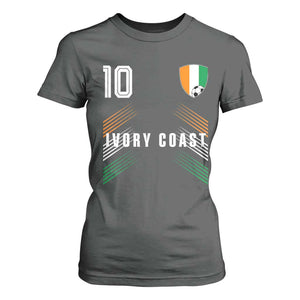 Ivory Coast Soccer Sports Graphic Number 10 Jersey Style T Shirt For Women Proud Ivorian Cote d'Ivoire Football Fans Game Day Pride