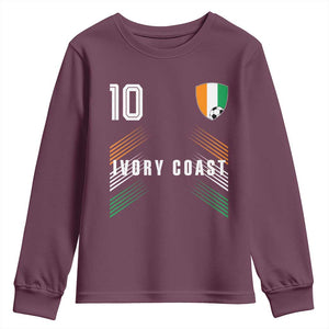 Ivory Coast Soccer Sports Graphic Number 10 Jersey Style Youth Sweatshirt Proud Ivorian Cote d'Ivoire Football Fans Game Day Pride