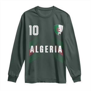 Algeria Soccer Sports Graphic Number 10 Jersey Style Long Sleeve Shirt Proud Algerian Football Fans Game Day Maghreb Pride