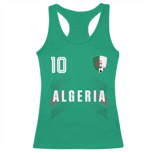 Algeria Soccer Sports Graphic Number 10 Jersey Style Racerback Tank Top Proud Algerian Football Fans Game Day Maghreb Pride