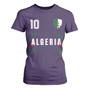 Algeria Soccer Sports Graphic Number 10 Jersey Style T Shirt For Women Proud Algerian Football Fans Game Day Maghreb Pride