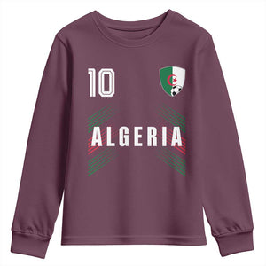 Algeria Soccer Sports Graphic Number 10 Jersey Style Youth Sweatshirt Proud Algerian Football Fans Game Day Maghreb Pride