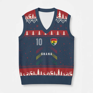 Ghana Soccer Sports Graphic Number 10 Jersey Style V-Neck Knit Sweater Vest Proud Ghanaian Football Fans Game Day Pride