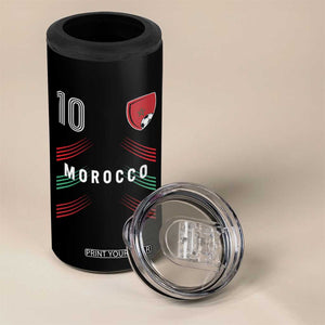 Morocco Soccer Sports Graphic Number 10 Jersey Style 4 in 1 Can Cooler Tumbler Proud Moroccan Football Fans Game Day Maghreb Pride