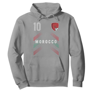 Morocco Soccer Sports Graphic Number 10 Jersey Style Hoodie Proud Moroccan Football Fans Game Day Maghreb Pride