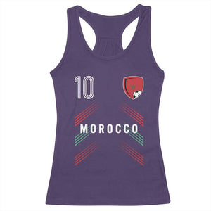 Morocco Soccer Sports Graphic Number 10 Jersey Style Racerback Tank Top Proud Moroccan Football Fans Game Day Maghreb Pride