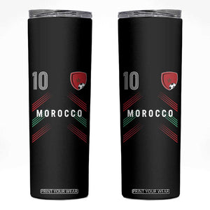 Morocco Soccer Sports Graphic Number 10 Jersey Style Skinny Tumbler Proud Moroccan Football Fans Game Day Maghreb Pride