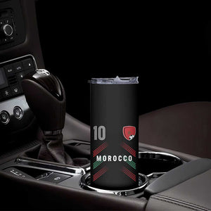 Morocco Soccer Sports Graphic Number 10 Jersey Style Skinny Tumbler Proud Moroccan Football Fans Game Day Maghreb Pride