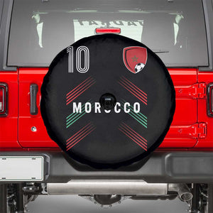 Morocco Soccer Sports Graphic Number 10 Jersey Style Spare Tire Cover Proud Moroccan Football Fans Game Day Maghreb Pride