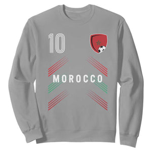 Morocco Soccer Sports Graphic Number 10 Jersey Style Sweatshirt Proud Moroccan Football Fans Game Day Maghreb Pride