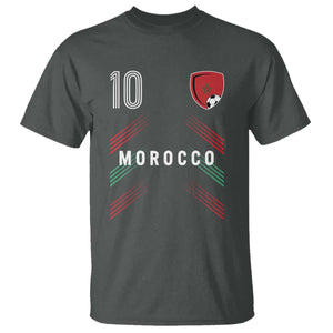 Morocco Soccer Sports Graphic Number 10 Jersey Style T Shirt Proud Moroccan Football Fans Game Day Maghreb Pride