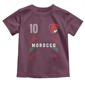 Morocco Soccer Sports Graphic Number 10 Jersey Style Toddler T Shirt Proud Moroccan Football Fans Game Day Maghreb Pride