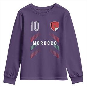 Morocco Soccer Sports Graphic Number 10 Jersey Style Youth Sweatshirt Proud Moroccan Football Fans Game Day Maghreb Pride