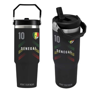 Senegal Soccer Sports Graphic Number 10 Jersey Style Flip Straw Tumbler Proud Senegalese Football Fans Game Day Pride