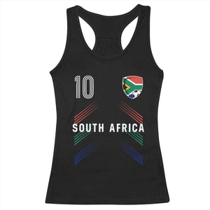 South Africa Soccer Sports Graphic Number 10 Jersey Style Racerback Tank Top Proud South African Football Fans Game Day Pride