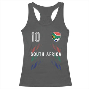 South Africa Soccer Sports Graphic Number 10 Jersey Style Racerback Tank Top Proud South African Football Fans Game Day Pride