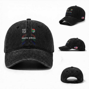 South Africa Soccer Sports Graphic Number 10 Jersey Style Washed Cotton Baseball Cap Proud South African Football Fans Game Day Pride
