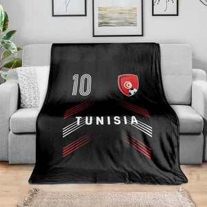 Tunisia Soccer Sports Graphic Number 10 Jersey Style Throw Blanket Proud Tunisian Football Fans Game Day Maghreb Pride