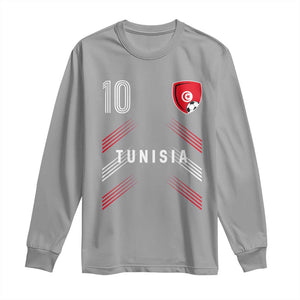 Tunisia Soccer Sports Graphic Number 10 Jersey Style Long Sleeve Shirt Proud Tunisian Football Fans Game Day Maghreb Pride