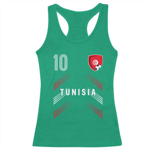 Tunisia Soccer Sports Graphic Number 10 Jersey Style Racerback Tank Top Proud Tunisian Football Fans Game Day Maghreb Pride