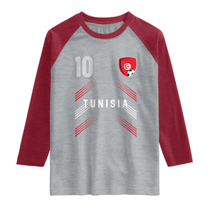 Tunisia Soccer Sports Graphic Number 10 Jersey Style Raglan Shirt Proud Tunisian Football Fans Game Day Maghreb Pride
