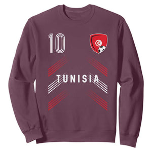 Tunisia Soccer Sports Graphic Number 10 Jersey Style Sweatshirt Proud Tunisian Football Fans Game Day Maghreb Pride