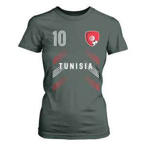 Tunisia Soccer Sports Graphic Number 10 Jersey Style T Shirt For Women Proud Tunisian Football Fans Game Day Maghreb Pride