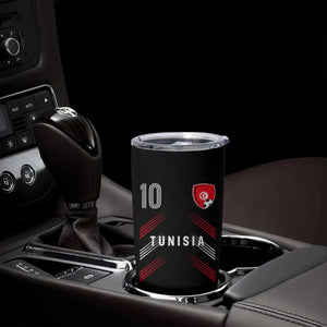Tunisia Soccer Sports Graphic Number 10 Jersey Style Tumbler Cup Proud Tunisian Football Fans Game Day Maghreb Pride