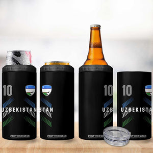 Uzbekistan Soccer Sports Graphic Number 10 Jersey Style 4 in 1 Can Cooler Tumbler Proud Uzbek Football Fans Game Day Pride