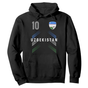 Uzbekistan Soccer Sports Graphic Number 10 Jersey Style Hoodie Proud Uzbek Football Fans Game Day Pride