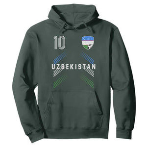 Uzbekistan Soccer Sports Graphic Number 10 Jersey Style Hoodie Proud Uzbek Football Fans Game Day Pride