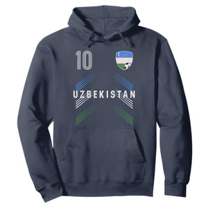 Uzbekistan Soccer Sports Graphic Number 10 Jersey Style Hoodie Proud Uzbek Football Fans Game Day Pride