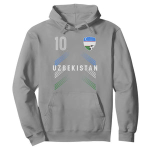 Uzbekistan Soccer Sports Graphic Number 10 Jersey Style Hoodie Proud Uzbek Football Fans Game Day Pride