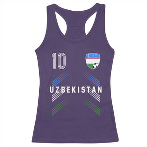 Uzbekistan Soccer Sports Graphic Number 10 Jersey Style Racerback Tank Top Proud Uzbek Football Fans Game Day Pride