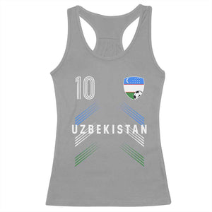 Uzbekistan Soccer Sports Graphic Number 10 Jersey Style Racerback Tank Top Proud Uzbek Football Fans Game Day Pride