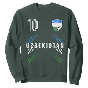 Uzbekistan Soccer Sports Graphic Number 10 Jersey Style Sweatshirt Proud Uzbek Football Fans Game Day Pride